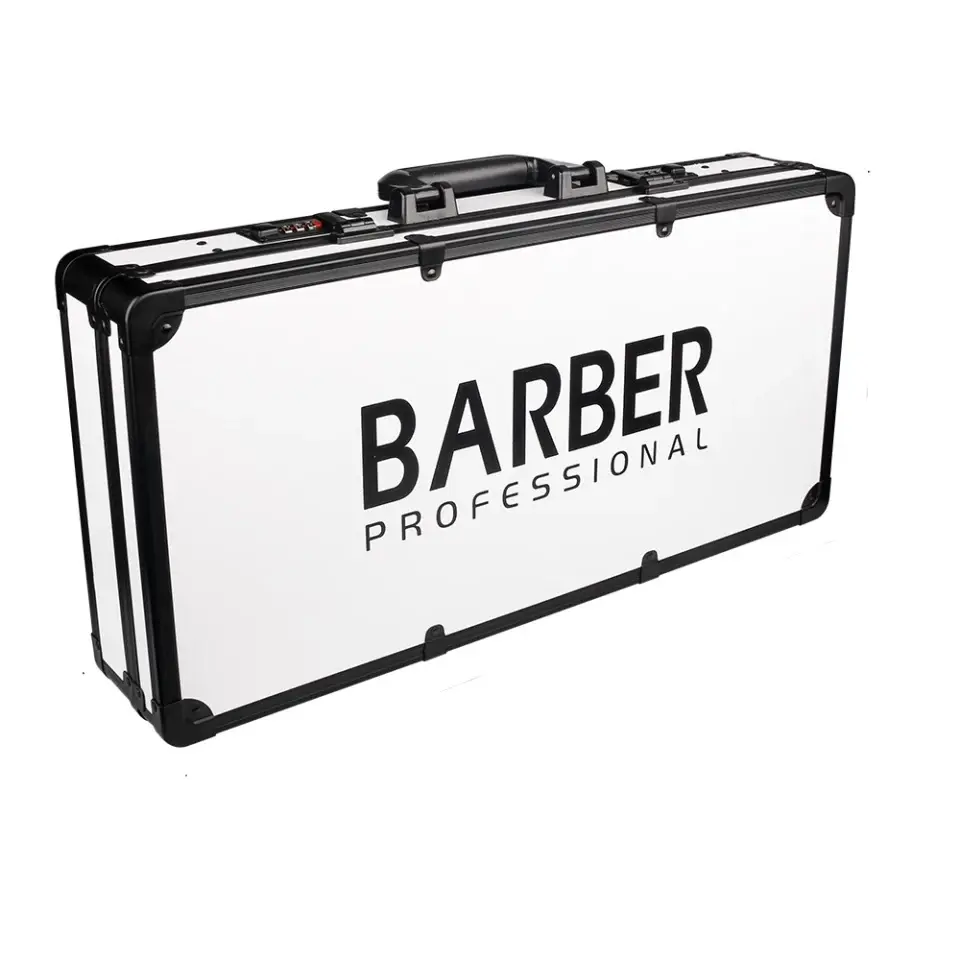 Metall Barber Organizer Box Tragbare Aluminium Barberia Aktentasche Barber Tools Koffer Salon Großes Passwort Gold Barber Case