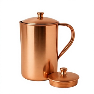 Jarra de Agua de Cobre Puro Martillado Estilo Vintage |   Jarra india hecha a mano de cobre para beber y servir |   Vajilla de Cobre al por Mayor - Product Image 2