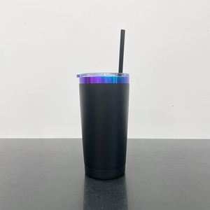 Vaso Personalizado con Logotipo, Degradado, de Acero Inoxidable de 20 oz, Azul y Morado, con Tapa y Pajita - Product Image 2