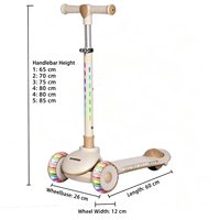 Trottinette à 3 roues pour enfants, roues lumineuses LED, guidon réglable sur 5 niveaux, plateforme antidérapante pour enfants de plus de 3 ans