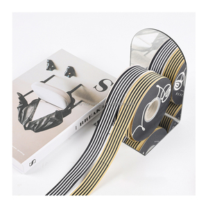 Ребристая полиэфирная лента 6 видов цветов 2,5 см шириной для цветочной подарочной упаковки с принтом логотипа на заказ - Product Image 1