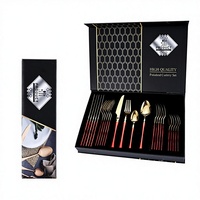 Coffret Cadeau de Couverts en Acier Inoxydable Transfrontalier : Fourchette et Couteau, Design Rétro Créatif Tendance, Léger et Luxueux, pour Salons Professionnels