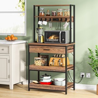Étagère à pâtisserie en bois Tribesigns avec prises électriques, support pour four à micro-ondes, organisateurs de rangement pour la cuisine à domicile