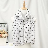 Selendang Panjang Wanita Dubai Timur Tengah, Bahan Bali Gauze Bermotif Polkadot, Hijab Arab, Warna Hitam Putih, Dekorasi Dua Warna, Cocok untuk Semua Musim