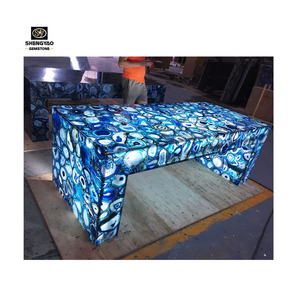 Tùy chỉnh Backlit màu xanh Agate slab/bán đá quý ngói/Màu xanh Agate bảng Top - Product Image 1