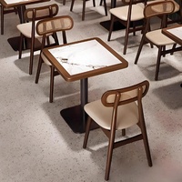 Ensemble de table et chaises de style moderne en bois massif pour café, banquette demi-cercle, mobilier commercial en cuir pour salon, restaurants