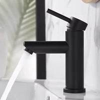 Robinet de lavabo cascade noir en acier inoxydable de qualité commerciale, mitigeur chaud/froid pour projets d'appartements modernes