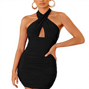 Robe Mini <span class=keywords><strong>Sexy</strong></span> Personnalisée OEM&ODM pour Femme – Halter Sans Manches, Dos Nu, Moulante, Croisée, Froncée, Coupe Slim – Tenue de Soirée et de Club - Product Image 2