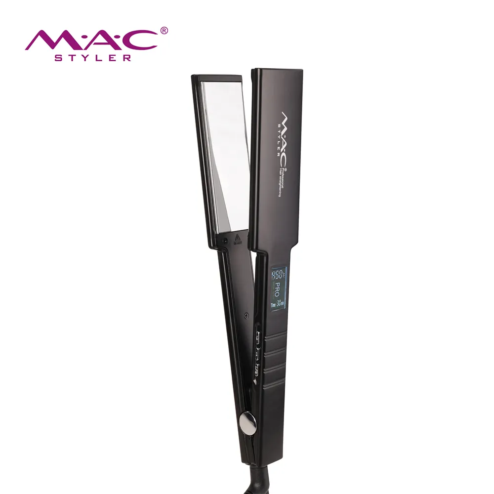 MAC Styler مكواة شعر تيتانيوم 450F من الحديد المسطح LCD بلوحة عريضة مكواة شعر تيتانيوم باللون الأسود