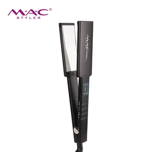 MAC Styler placa ancha LCD plancha plana 450F alisador de pelo de titanio espejo placa de titanio alisador de pelo negro
