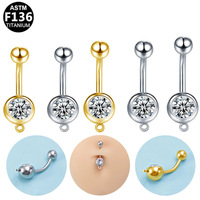 Anneau de nombril en titane G23 ASTM F136 avec zircone cubique en éventail, barre en J à filetage interne, bijou de piercing corporel pour nombril