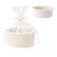 Panier de rangement en corde de coton tressée avec poignées, panier cadeau avec nœud pour anniversaire, baby shower, jouets, chambre d'enfant, organisateur de maison