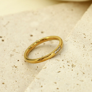 Simple Design Micro Diamond Index Ring 316 Stainless Steel Gold Plated Women's Jewelry Gift - Product Image 3