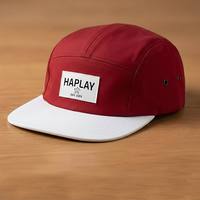 Casquette de camping pour enfant à 5 panneaux, non structurée, à visière plate, avec logo personnalisé, couleurs contrastées, pour l'extérieur, vente en gros