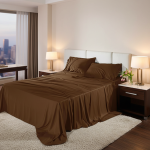 4PCs Cooling Breathable 300tc Bed Set 100% Viscose From Bamboo <b>Sheets</b> <b>Queen</b> <b>Size</b> Deep Pocket Home Hotel Use - Product Image 5