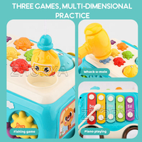 Zhorya - Juguete Montessori 6 en 1, Piano, Juego de Pesca, Juguetes Musicales de Aprendizaje para Niños, Juguete Multifuncional de Autobús para Bebés
