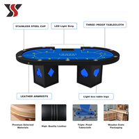 Table de poker Texas Hold'em de luxe moderne pour casino, avec éclairage LED, nappe personnalisable, écologique et durable, de la marque YS Professional.