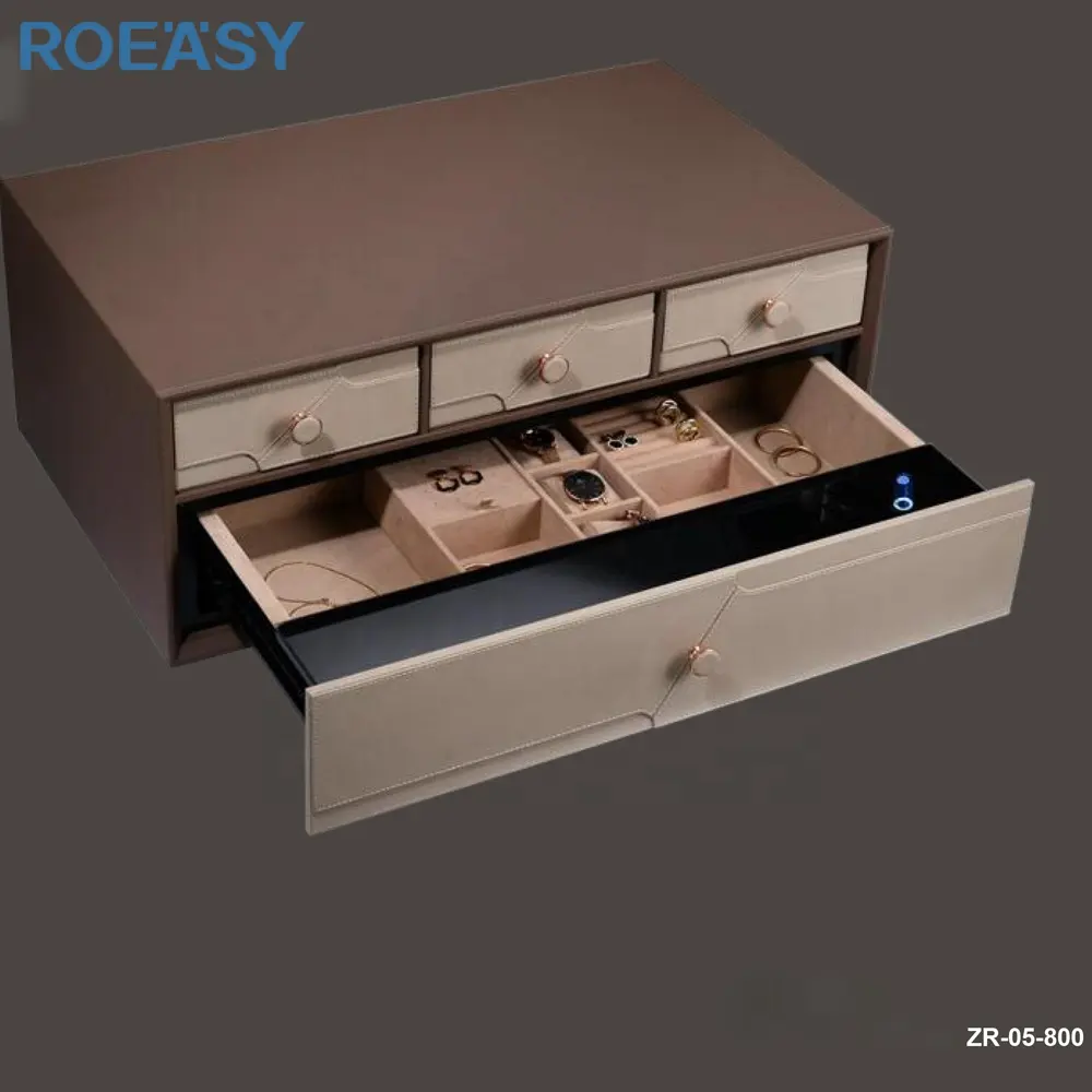 ROEASY डबल लेयर स्मार्ट फिंगरप्रिंट दराज पासवर्ड दराज आयोजक प्रणाली ज्वेलरी बॉक्स दराज घड़ी भंडारण बॉक्स के साथ