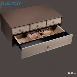 ROEASY double layer smart fingerprint drawer password drawer organizer system with jewelry box drawer watch storage box