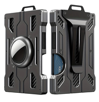 Cartera delgada multifuncional de alta calidad para hombres, de aluminio Metal, bloqueo RFID, Clip para efectivo, tarjetero, identificación a rayas portátil abierta