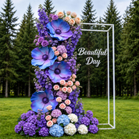 Cadre de toile de fond en fleurs artificielles réalistes en EVA violettes, grande décoration personnalisée pour mariage, cérémonie de remise des diplômes, événement extérieur, photomaton