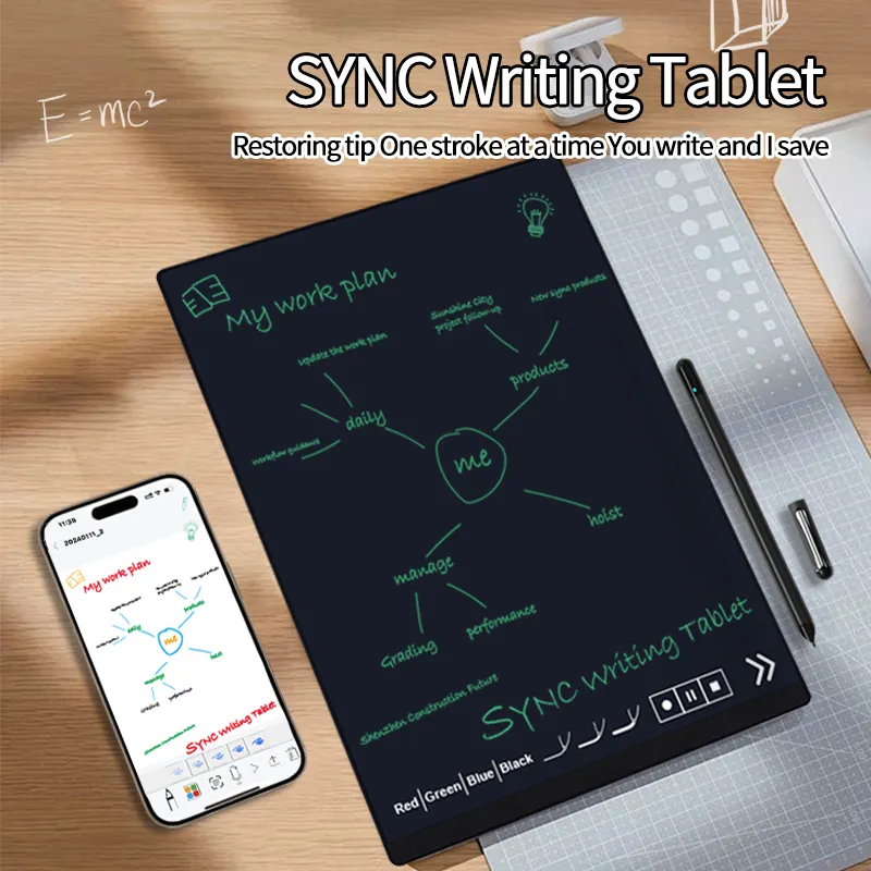 2024 nuovissimo Smart Bluetooth A4 LCD Writing Tablet 14 pollici Business Pad Writing Tablet Sync Phone con penna