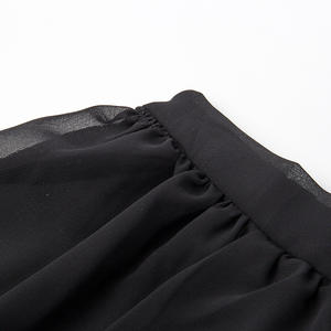 Conjunto de dos piezas casual para mujer: Camisa OL de manga volante y pantalón con falda a juego, estilo vestido a rayas. - Product Image 6