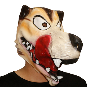 Máscara <span class=keywords><strong>de</strong></span> Látex <span class=keywords><strong>de</strong></span> Lobo <span class=keywords><strong>de</strong></span> Dibujos Animados, Color Beige Marrón, Textura Realista, Ojos Blancos Grandes, Nariz Roja, Colmillos Afilados, Suave <span class=keywords><strong>y</strong></span> Cómoda para Halloween - Product Image 4