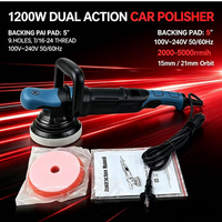 Polisseuse de voiture professionnelle à double action 1200W, 5 pouces, support à 9 trous, filetage 5/16-24, 110-240V 50/60Hz 2000-5000RPM