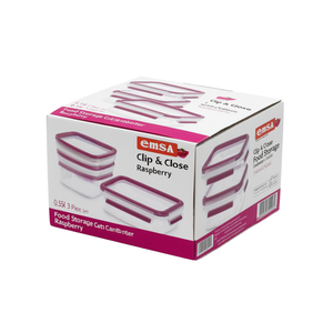 Emsa Clip & Close Contenant alimentaire hermétique 0,55 l, lot de 3, framboise - Product Image 2