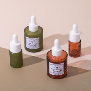 Botella cuentagotas de vidrio para el cuidado de la piel con acabado satinado superventas, botella de vidrio de aceite esencial de suero recubierto de color de 15ml y 30ml con pipeta - Product Image 2