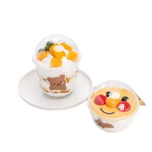 Fornitura di fabbrica tazza di plastica usa e getta a basso prezzo con coperchio tazza a forma di u da 250ml in plastica da 95mm piccola ciotola da forno in ceramica tazza da budino <span class=keywords><strong>ov</strong></span> - Product Image 6