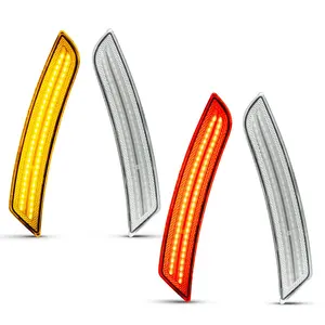 4 buah lensa bening LED penanda samping depan Amber + lampu merah belakang untuk Chevrolet Camaro Cadillac CTS Cadillac ATS