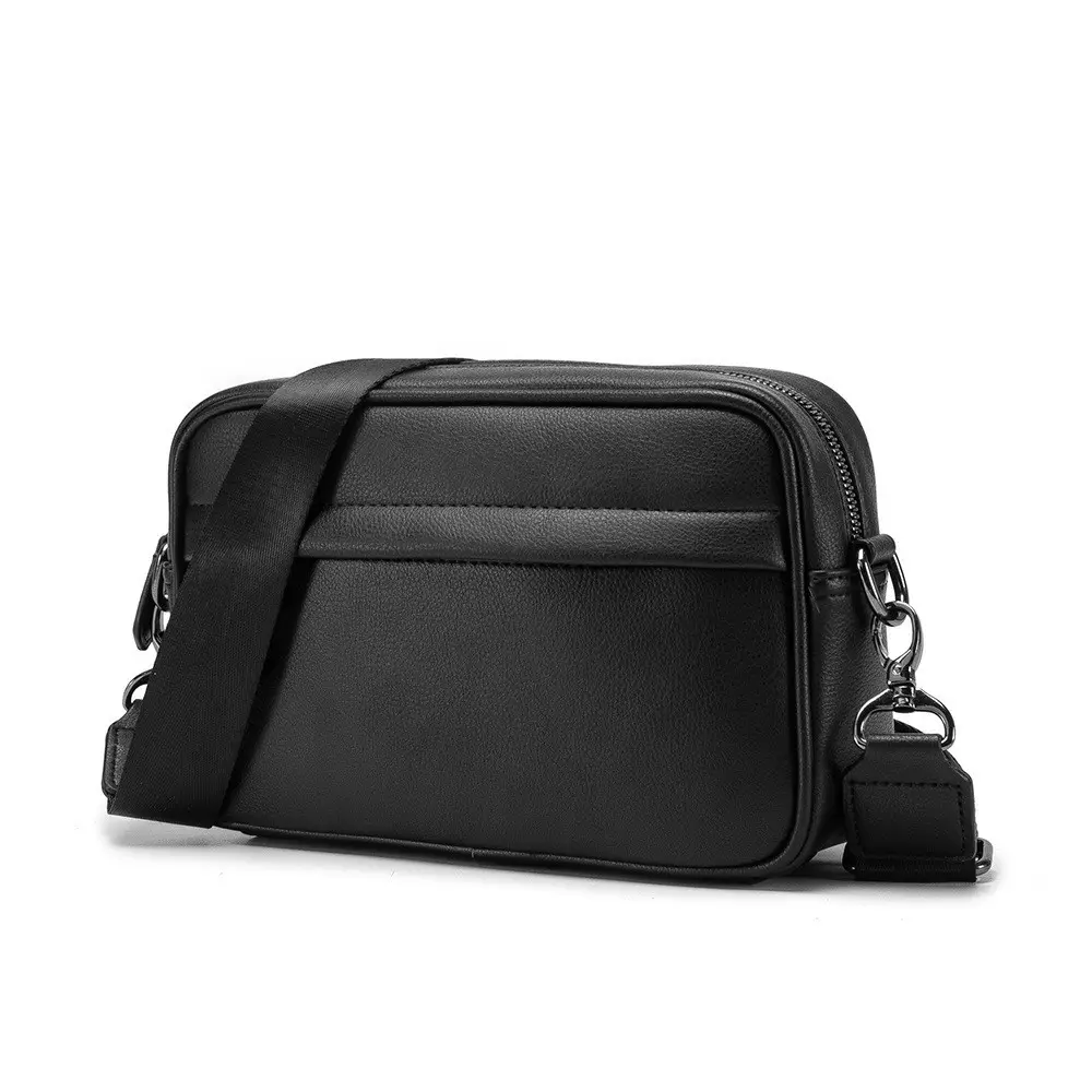 Customized Good Quality Elegant Black Pu Leather Male Cross Body Satchel Trendy Shoulder Sling Bag Men's Messenger Bag