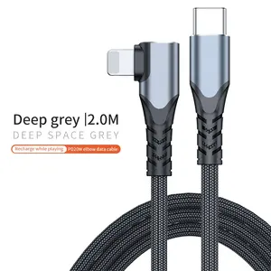USB tip C şarj kablosu 2022 yeni standart naylon kablo 90 derece 3A 20W Iphone 13 12 1 Metal cep telefonu, ios 1 M /2M