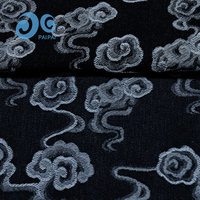 Tissu Denim Jacquard Nuage Auspicieux Teint en Fil Écologique DC012K-6 Noir Tourbillon pour Vestes Hommes Femmes Garçons Filles En Stock