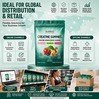 Gommes de créatine monohydrate 5g par portion, 3 saveurs : pastèque acidulée, pomme verte acidulée, baies mélangées acidulées, 32 unités