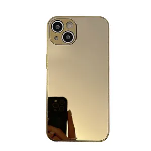 Capa protetora para smartphone, case protetor, brilhante, espelhado, dourado, prateado, para iphone 13, 12, 11, pro, xs, max, xr, x, 7, 8, plus, silicone macio