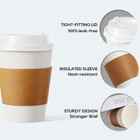 Gobelets en papier biodégradables jetables à prix de gros avec couvercles, logo personnalisé, style à paroi simple pour café et usage aérien
