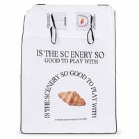 Manta de Picnic Blanca con Estampado de Croissants, Impermeable, Plegable, de Oxford, con Bolsillo de Almacenamiento