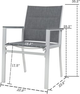 Chaise blanche en tissu textilène rembourré en <span class=keywords><strong>aluminium</strong></span> de style moderne pour l'extérieur, empilable, meubles de salle à manger, provenant de l'usine, utilisation en restaurant - Product Image 4