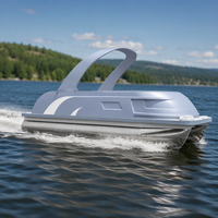 Yacht de sport en fibre de verre 2026 Design, bateau ponton de luxe 20 places avec système audio, salon avant, échelle, écran LCD, pour fêtes aquatiques