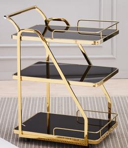 <strong>Gold</strong> <strong>Trolley</strong> Cart mini bar <strong>trolley</strong> with 3layer <strong>gold</strong> stainless frame for nail beauty salon cart CB-H104 - Product Image 2