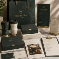 Kit de Branding Personnalisé pour Restaurant en Franchise : Manchons, Sacs, Menus et Présentoirs Sur Mesure pour un Lancement de Marque Premium en Franchise
