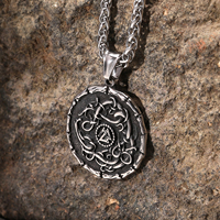Collier Pendentif Serpent en Acier Inoxydable Style Viking pour Hommes, Bijoux Historiques du Monde Nordique, Prêt à Expédier