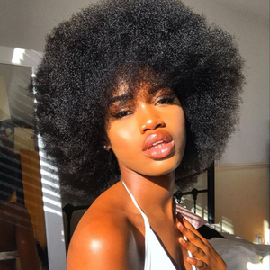 Perruques brésiliennes en dentelle transparente pour femmes noires, <span class=keywords><strong>coupe</strong></span> ondulée, en cheveux Remy afro crépus bouclés, pour perruque pixie avec frontale complète - Product Image 5