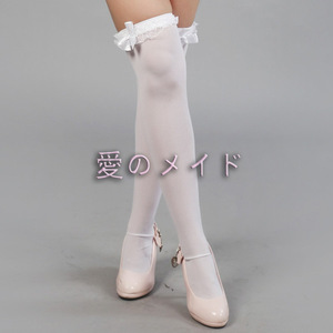 White Lace Trimmed Knee Socks Women Transparent Spandex Elegant Style Cosplay Socks - Product Image 2