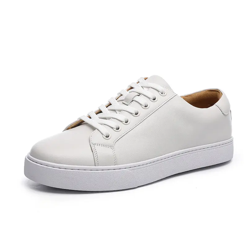 Custom sneakers British style men's designer white casual sneakers men's genuine leather