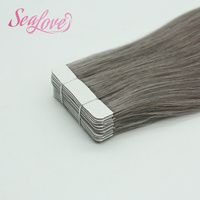 Extensions de cheveux à bandes adhésives couleur personnalisée, double épaisseur, Remy, cheveux humains russes