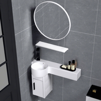 Meuble-lavabo mural ultra-fin en acrylique – Armoire de salle de bain gain de place avec finition mate, design flottant moderne